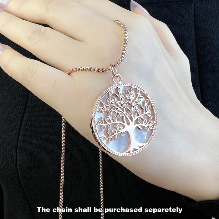925 Sterling Silver Romantic White Tree Pendant Rose Gold Colour Balance Symbol Jewelry For Women
