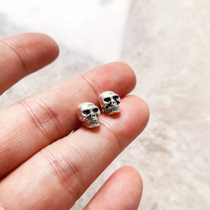 925 Sterling Silver Skull Stud Earrings Rebel Gift
