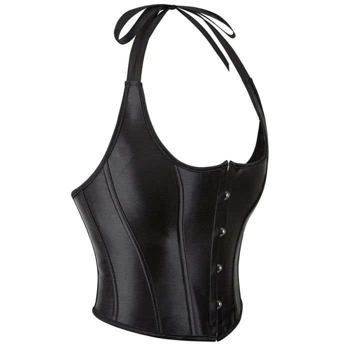 Steampunk Gothic Overbust Corset Plus Size S-6Xl 12 Plastic Boning Halterneck Satin 5 Busks
