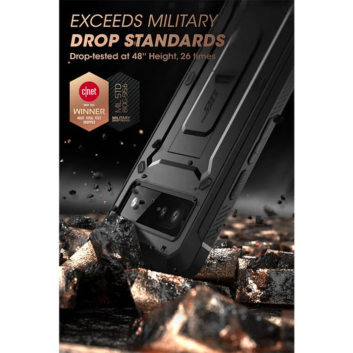 For Google Pixel 7A 2023 Ub Pro Full-Body Rugged Belt-Clip & Kickstand Case With Built-In Screen Protector