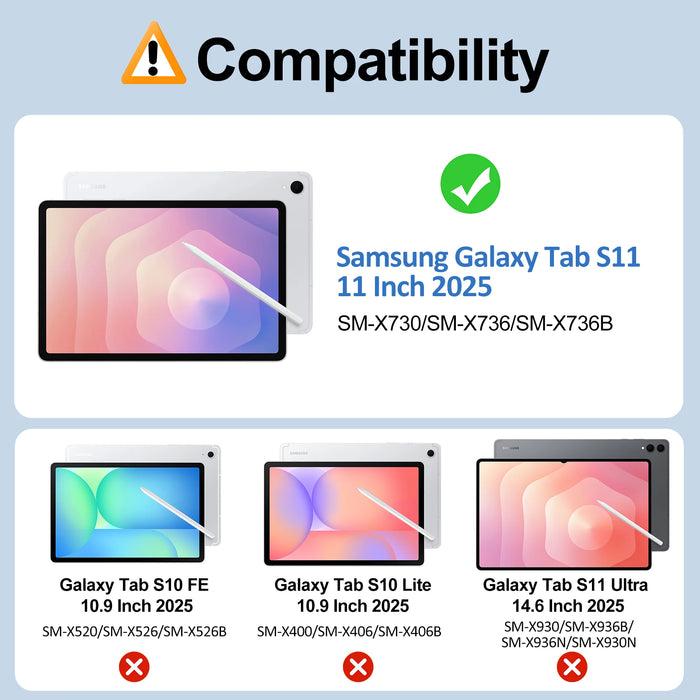 For Samsung Galaxy Tab S11 11 Inch 2025 Sm-X730 / Sm-X736B Slim Light Trifold Protective Pc Case With S Pen Holder
