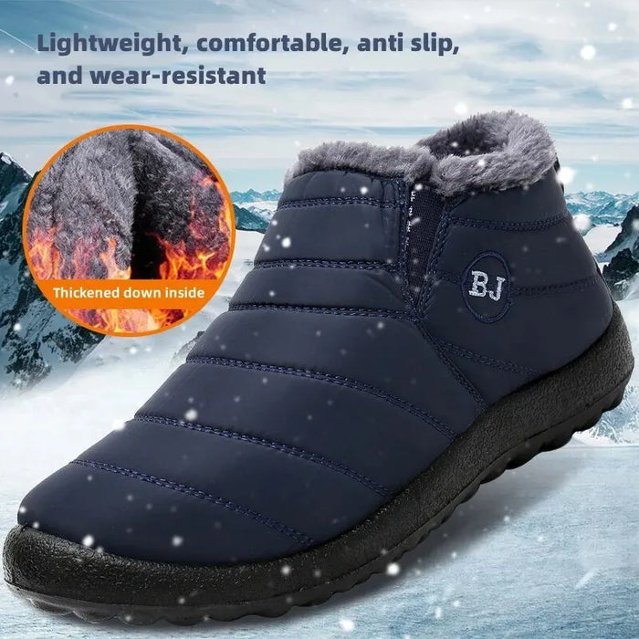 Winter Mens Snow Boots with Plush Insulation and Waterproof Anti Slip Design