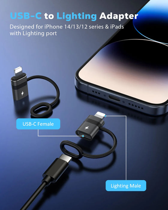 For Iphone 14 Usb C To Lightning Adapter With 36W Pd Fast Charging Not For Audio / Otg Usb-C Female To Lightning Male Adapter