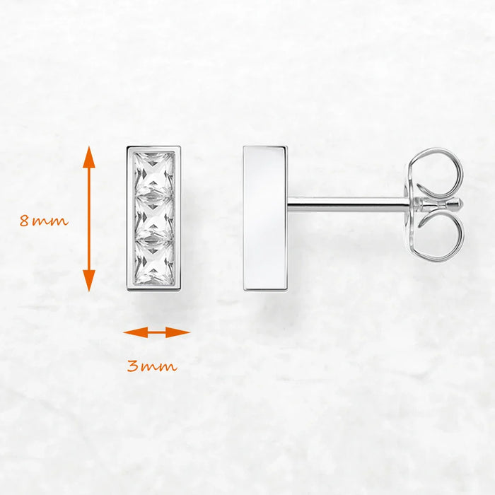 925 Sterling Silver Geometric White Zircon Studs