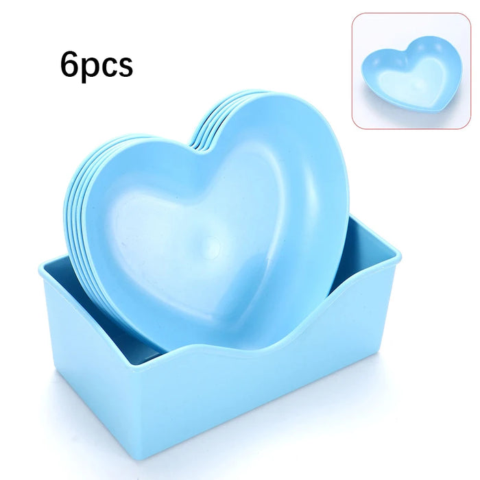 6 Piece Heart Shaped Plate Storage Box For Snacks And Dried Fruit