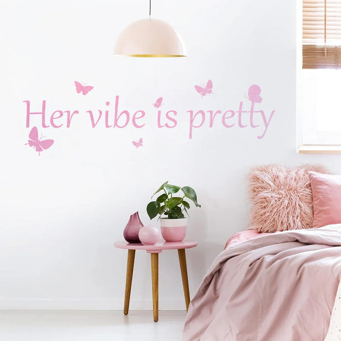 Pretty Pink Text Wall Sticker For Girls Room Decor
