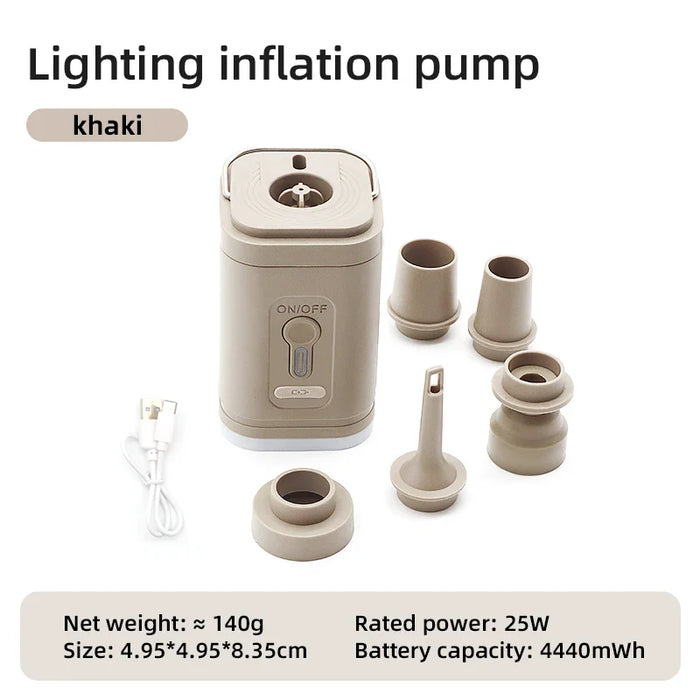 Portable 3 In 1 Air Pump With Lights For Camping