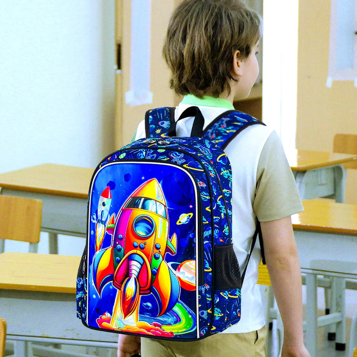 3 Piece Animal Backpack Set For Boys 16 Inch Bookbag Lunch Box Preschool To Elementary