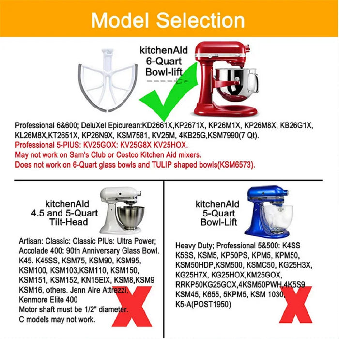 Silicone Edge Beater Paddle Bowl-Lift Stand Mixer Home Kitchen Mixing Attachment Replacement For Kitchenaid 6-Quart