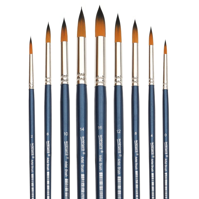 9 Piece Professional Artist Brush Set For Acrylic Oil Watercolour Gouache Painting