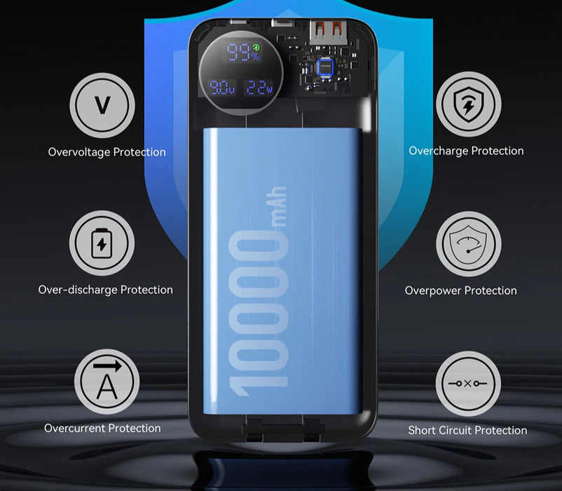 22.5W Power Bank 20000Mah With Two Built-In Cables Portable Charger For Iphone 15 Pro Max Charge 4 Devices At Once ﻿