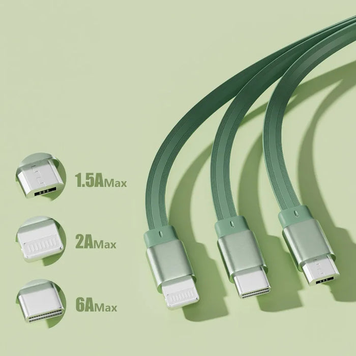3 In 1 Fast Usb Charger Cord For Smartphones Portable & Colourful