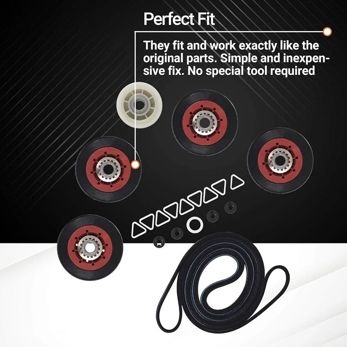 4392067 27-Inch Dryer Repair Kit For Whirlpool Kitchenaid Dryers Wpw10314173 Drum Roller 661570V Belt 279640 Idler Pulley