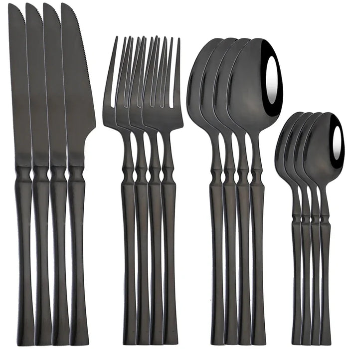16 Piece Gold Stainless Steel Cutlery Set For Western Dining