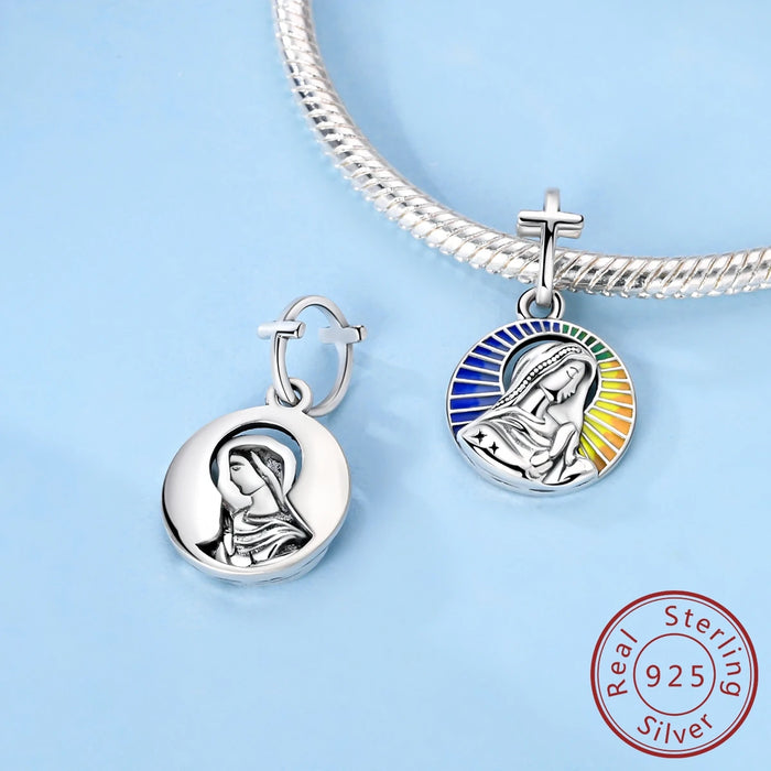 925 Sterling Silver Virgin Mary Pendant Fits Bracelet Diy Gift