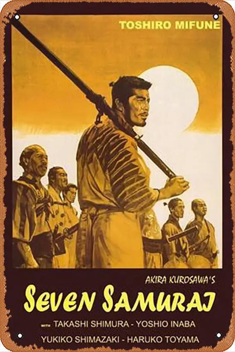 Seven Samurai Tin Sign Italian Movie Poster 1954 Wall Decor