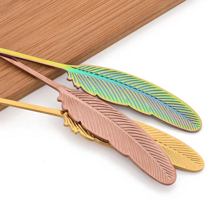 Stainless Steel Feather Spoons For Coffee And Desserts