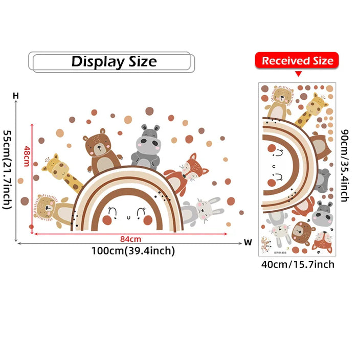 Boho Animals Rainbow Wall Stickers For Kids Room Decor