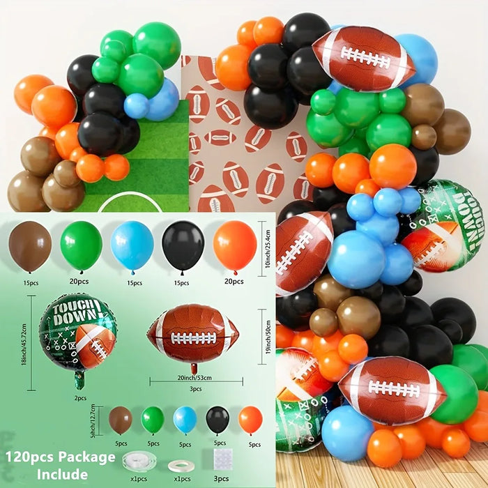 120Pcs Rugby Balloon Wreath Arch Kit Sports Themed Party Birthday Celebration Decor Upholstery Decorating Supplies