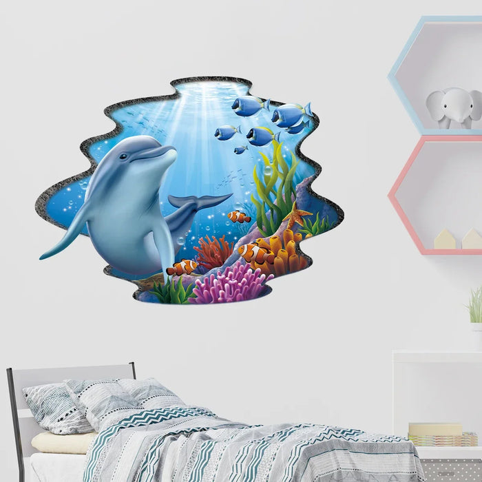 Whimsical Dolphin Wall Stickers For Kids Room Decor