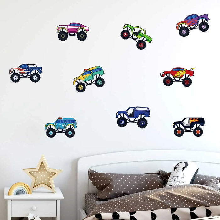 3 Piece Cartoon Car Wall Decals For Kids Room Decor
