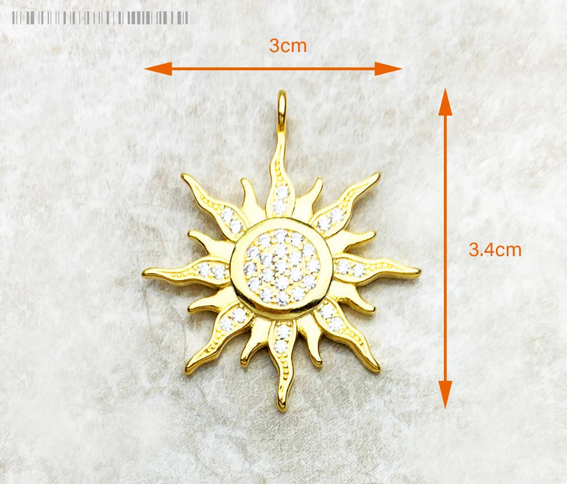 925 Sterling Silver Sun Star Cz Pave Pendant Fine Jewelry For Men & Women