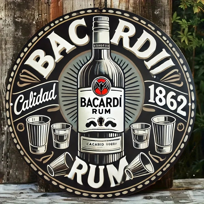 Vintage-Style 2D Aluminum Sign Bacardi Rum Design Durable Metal