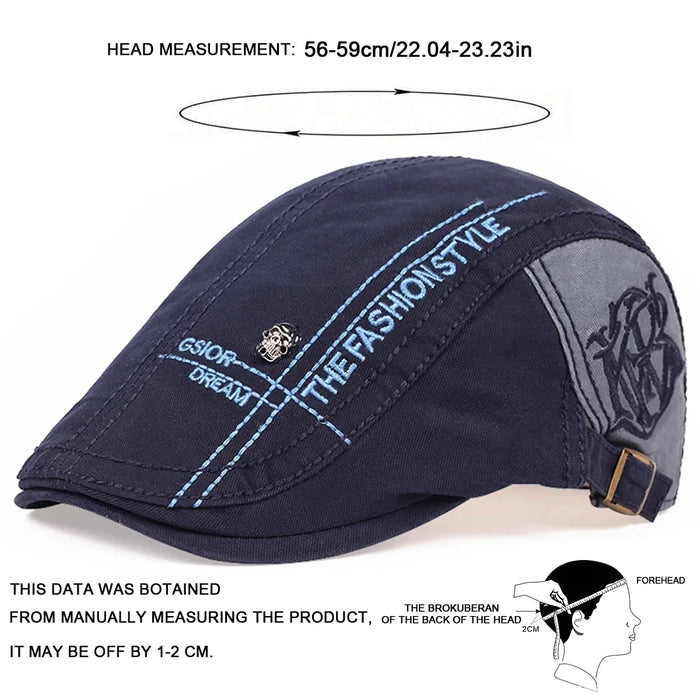 Men Skull Strip Newsboy Cap Adjustable Hip Hop Beret For Spring / Autumn