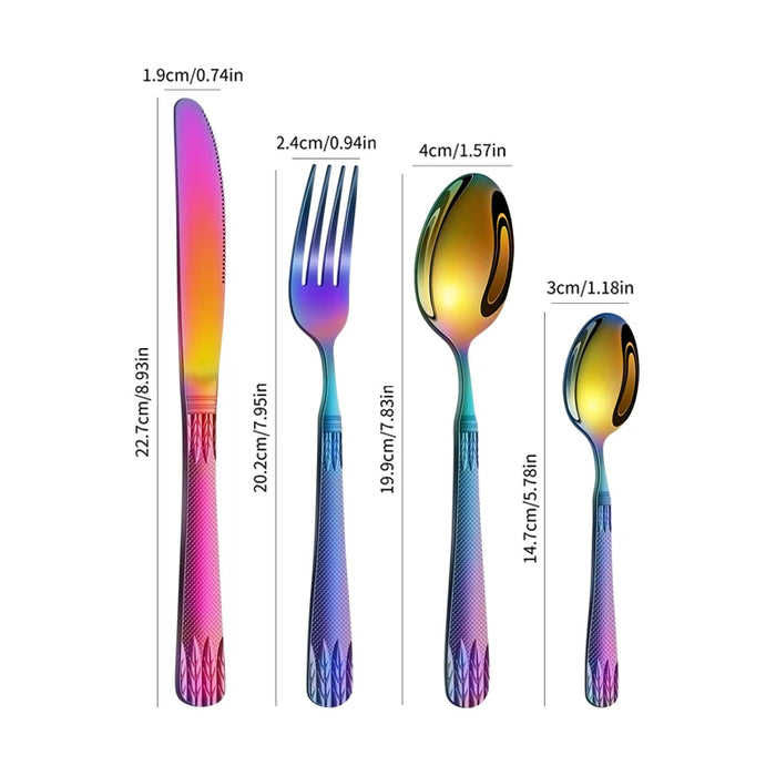 4 / 6 / 16 / 24 Piece Colourful Stainless Steel Cutlery Set For Family Hotel Party