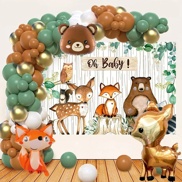 111Pcs Forest Animal Themed Balloon Arch Garland Set Suitable For Birthdays Gender Reveal Parties Forest Themed Party Decorations