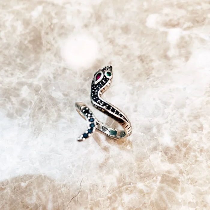 925 Sterling Silver Boho Serpent Ring Seduction