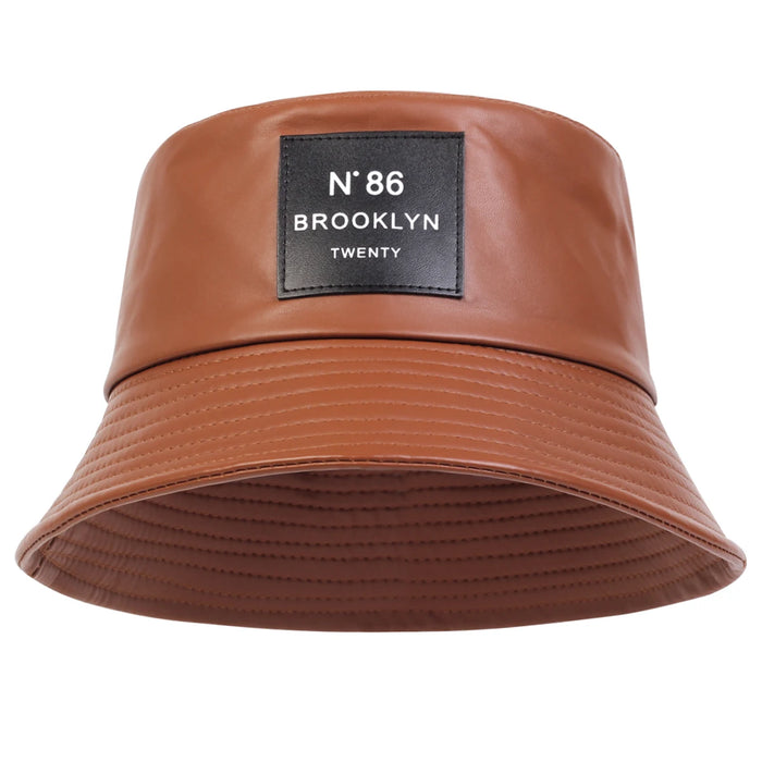 Stylish Unisex Pu Leather Bucket Hat For Outdoor Sun Protection