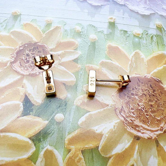 925 Sterling Silver Geometric White Stone Ear Studs