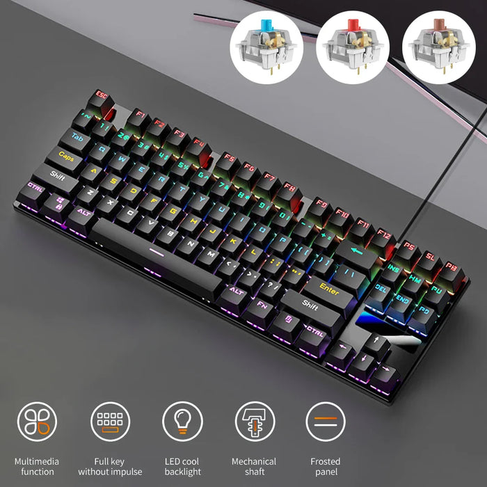 Colourful Wired Mechanical Keyboard 10 Lighting Options Windows Compatible