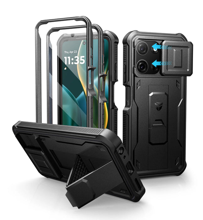 For Motorola Moto Moto G Play 2025 Bumper Military Grade Armor Shockproof Shell Case Bracket With Built In Screen Protector