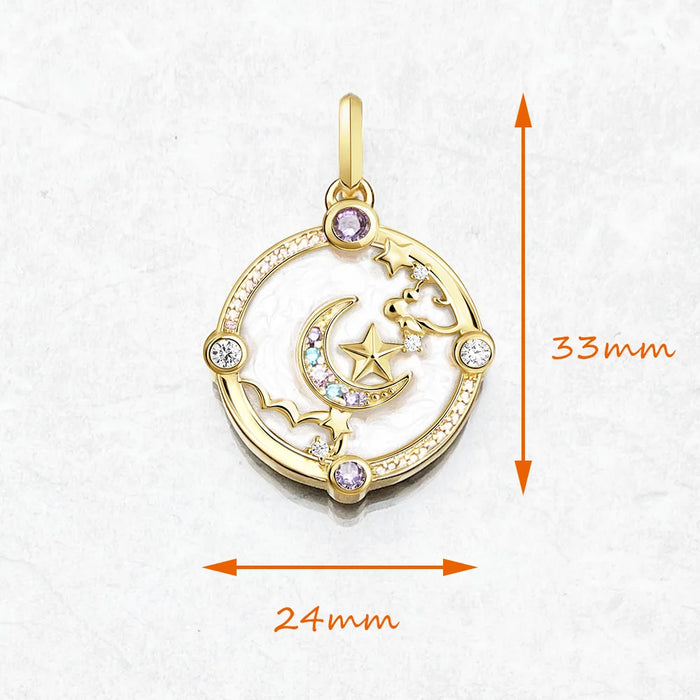 925 Sterling Silver Boho Crescent Moon Pendant Spring Jewelry For Women