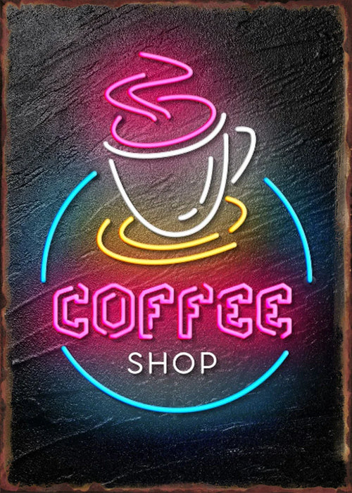 Retro Neon Food Sign Fast Food French Chips Fine Wine Coffee Shop Art