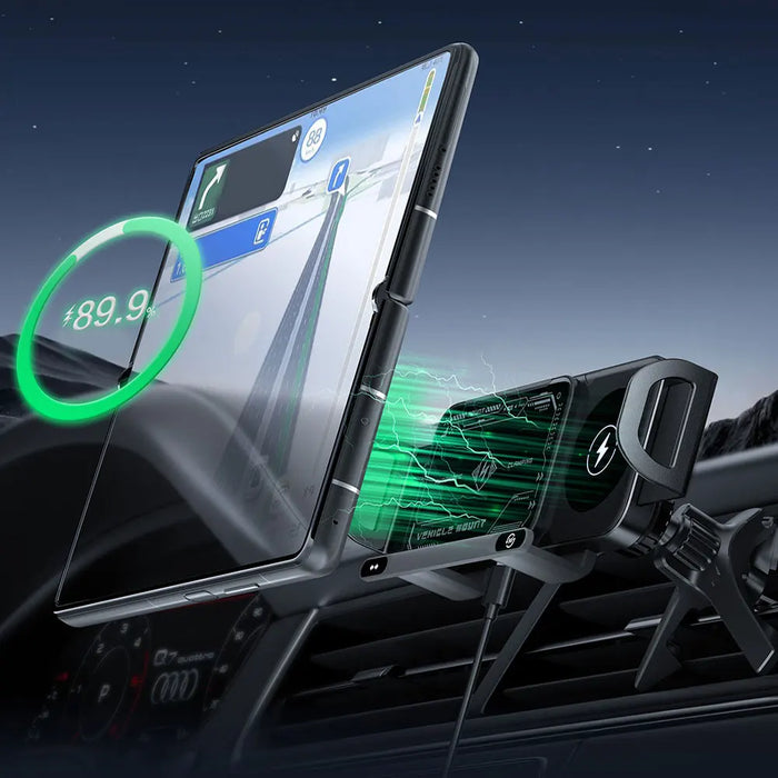 New Car Wireless Charger Gps Stand 15W Fold Screen Phone Fast Charging Car Vent Mount Phone Holder Mount For Smartphone / Pad