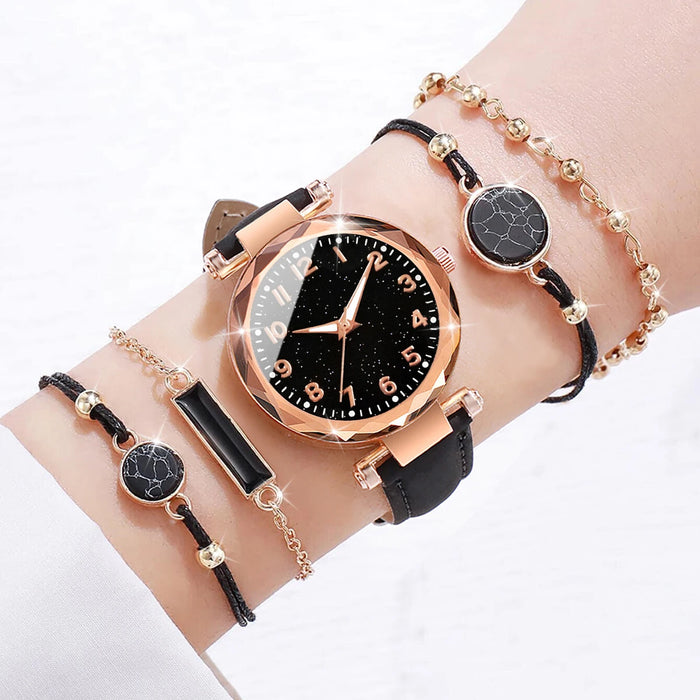 5 Piece Fashion Watch Bracelet Set for Women