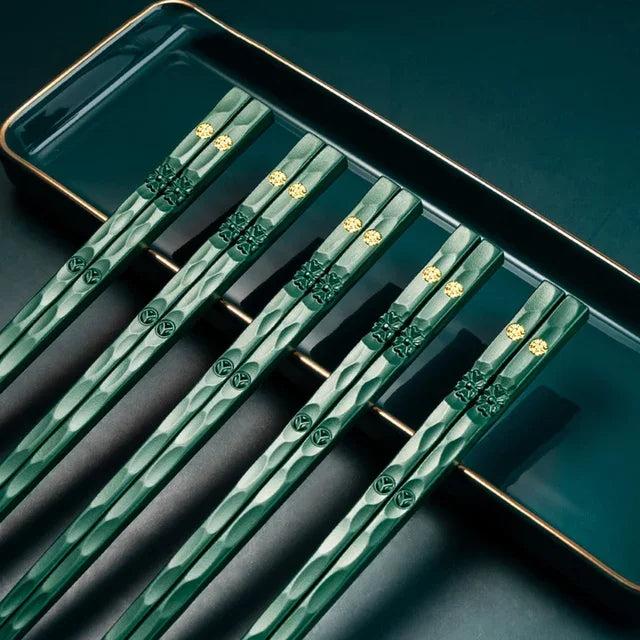 5 Pairs Reusable Korean Chopsticks Non Slip & Washable
