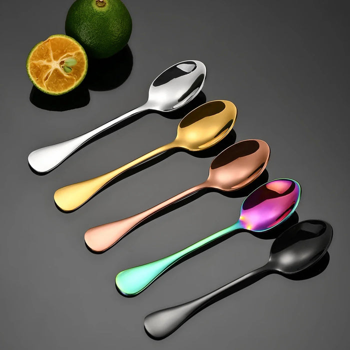 6 Piece Gold Mini Spoon Set For Coffee Dessert And Tea