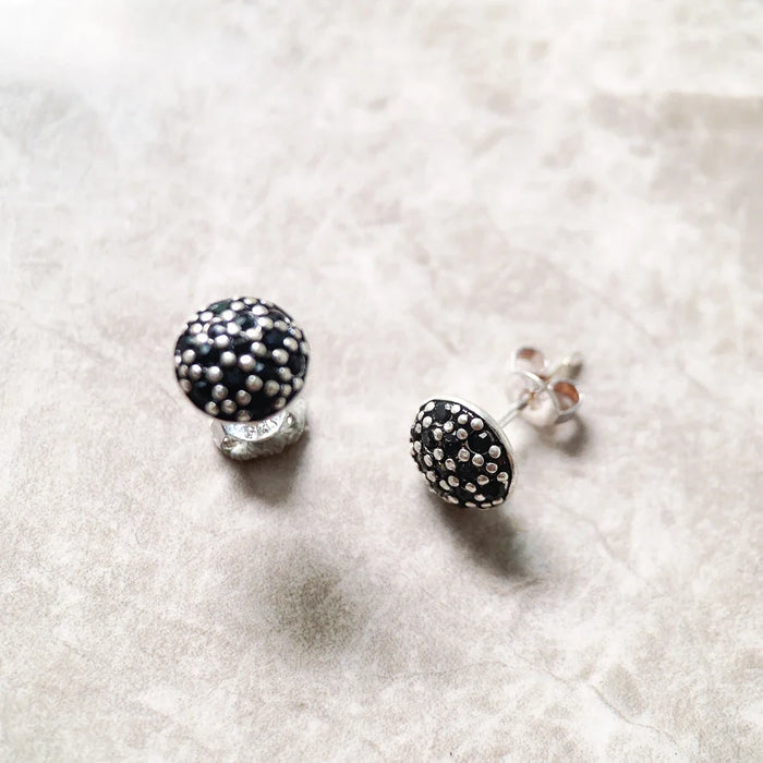 925 Sterling Silver Black Pave Stud Earrings