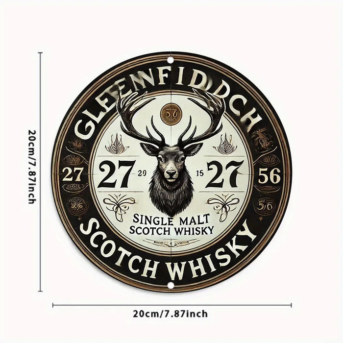Vintage Round Metal Sign 8X8 Inch Inch Aluminum Engraved & Hd Printed Whisky Design