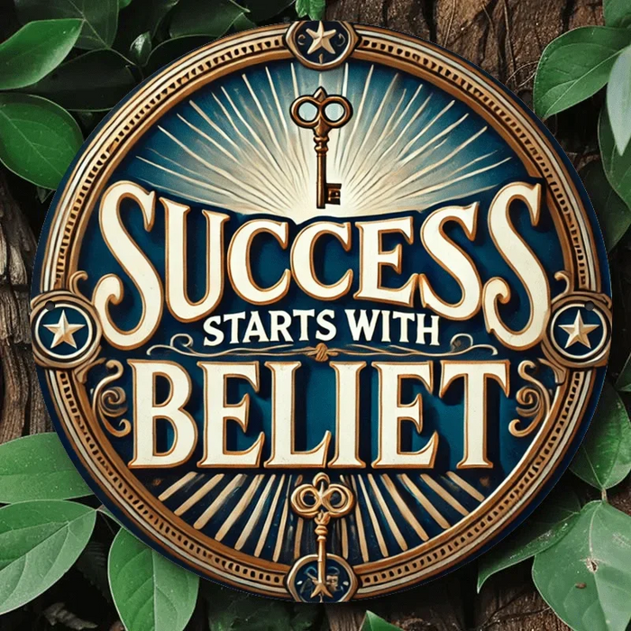 Vintage Wooden Round Sign Motivational Quote Wall Art