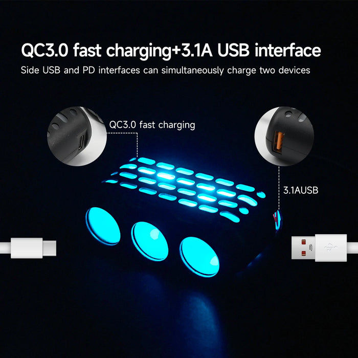128W Car Charger Splitter 5 In 1 Pd Qc3.0 Dual Usb Socket Fast Charge 12V 24V Phone Power Adapter