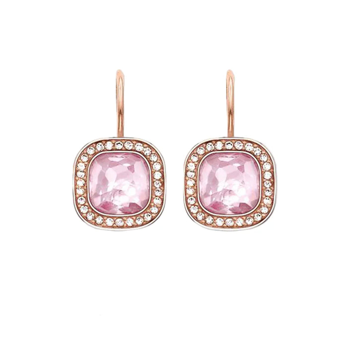 925 Sterling Silver Romantic Gift Pink Square Earrings Cosmo Europe Style Fine Jewelry For Women