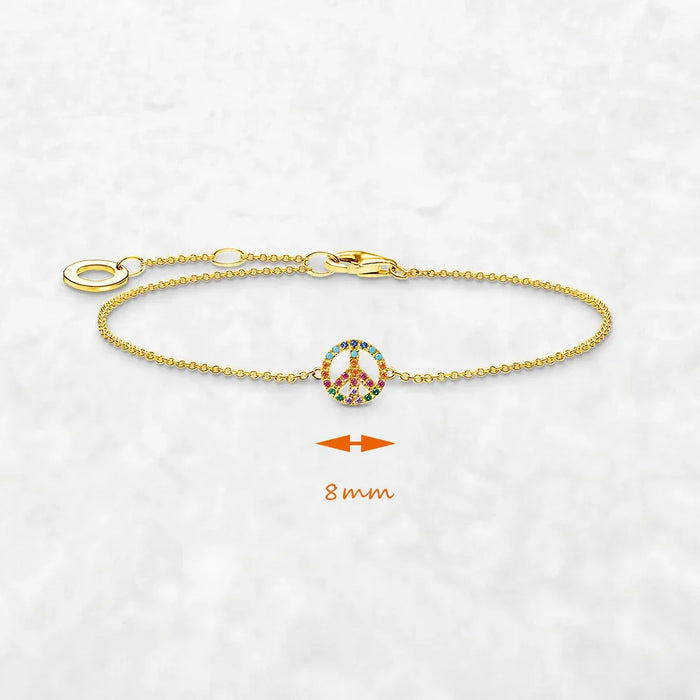 925 Sterling Silver Bohemia Colourful Stone Gold Plated Bracelet Link Chain For Women