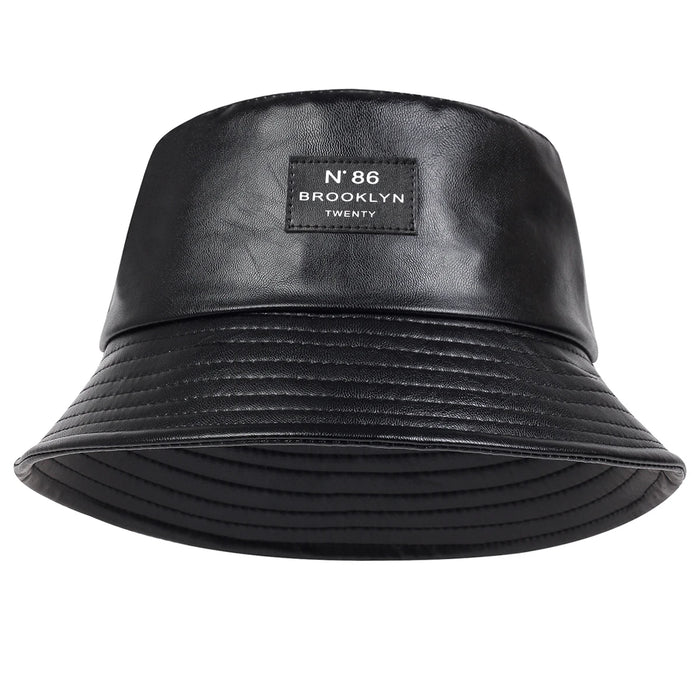 Stylish Unisex Pu Leather Bucket Hat For Outdoor Sun Protection