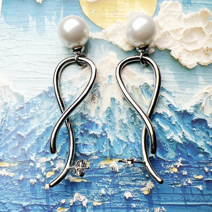 925 Sterling Silver Stylish Pearl Earrings Real Women Fine Jewelry