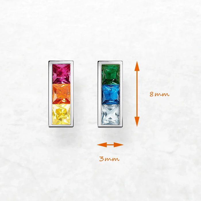 925 Sterling Silver Rainbow Stud Earrings